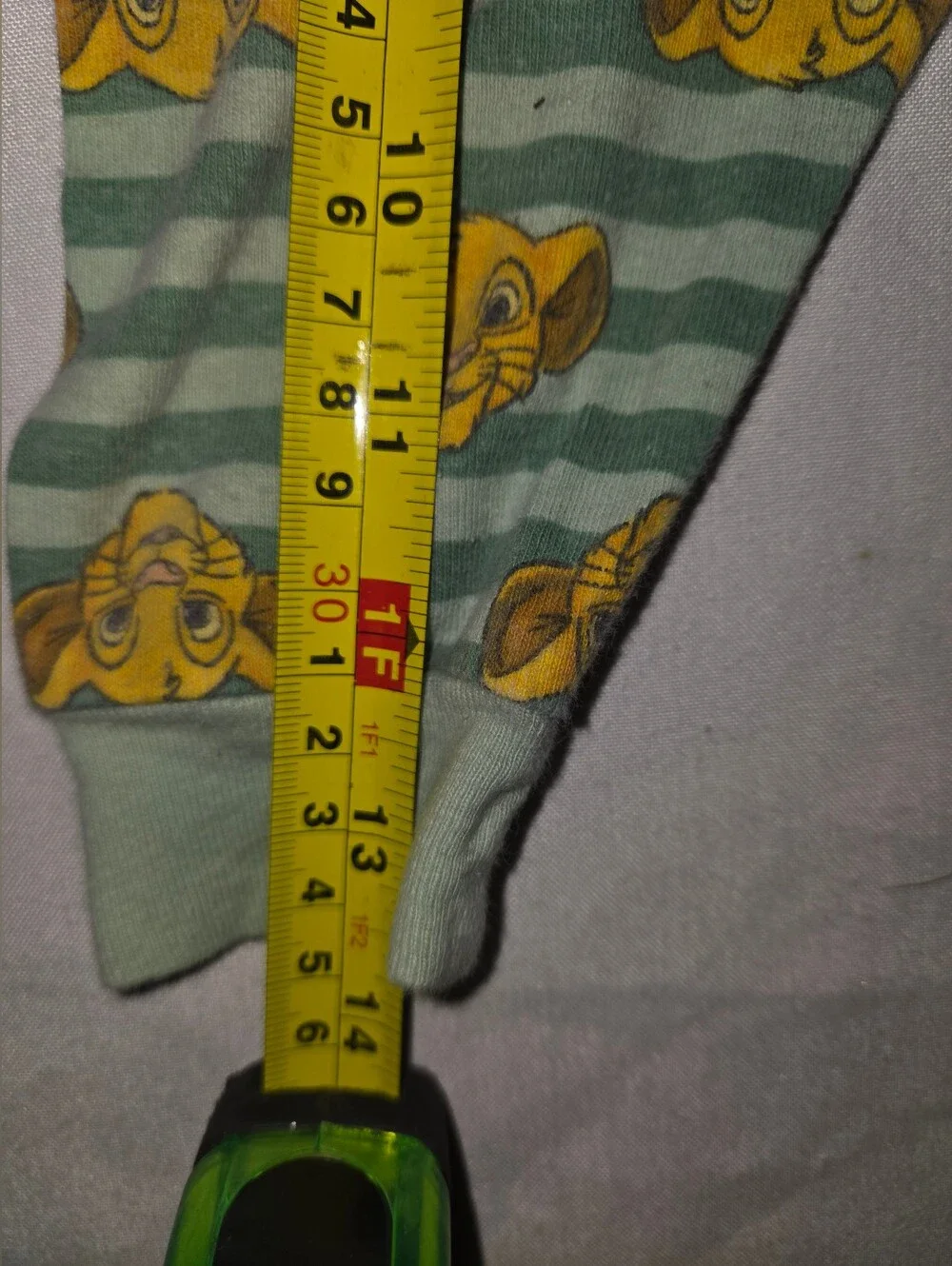 Disney Green Striped Pajama Bottoms with Yellow Character Faces